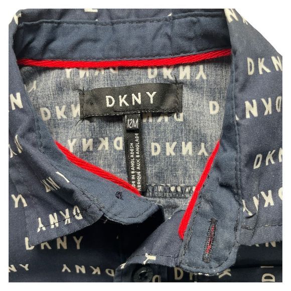 DKNY All-Over Logo Print Shirt 12M - Picture 2 of 6